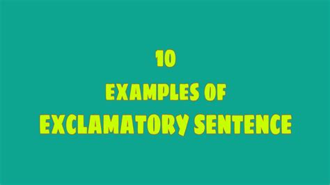 10 Examples Of Exclamatory Sentence Youtube