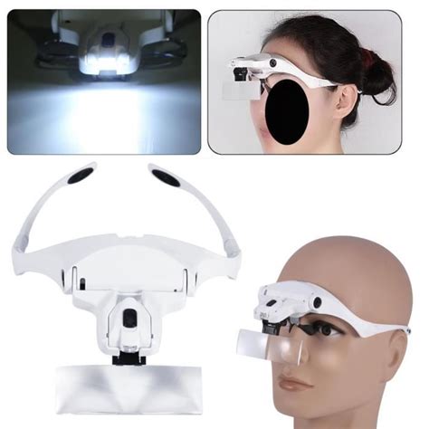 Loupe Lunettes avec Éclairage LED Loupe pour Bijoux Montres Réparation