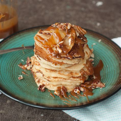 Apple Pancakes With Caramel Apple And Walnut Topping Foods Of Our Lives