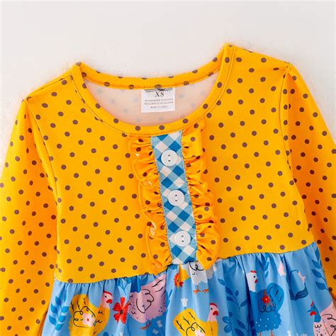 （in Stock G24 05 03）girls Yellow Polka Dot Outfit Set