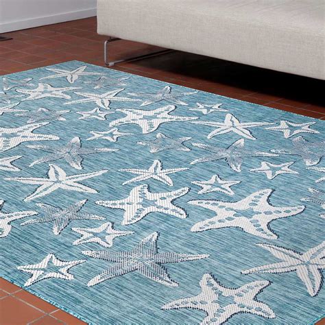 Carmel Starfish Indooroutdoor Rug Aqua Indooroutdoor Rugs