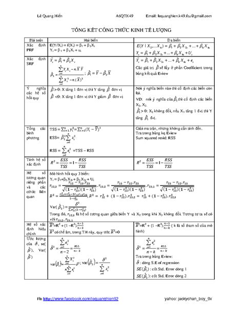 Kinh T Lng T Ng K T CÔng Th C Kinh T LƯ Ng Bài Toán Hai Bi N A Bi N Xác Nh Prf E Y Xi F Xi