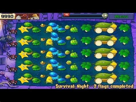 Plants Vs Zombies Survival Night Flags Completed Zombie All