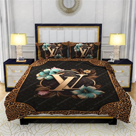 Louis Vuitton Flowers Leopard Pattern Bedding Sets Bed Sets Duvet Cover And Pillow For Bedroom