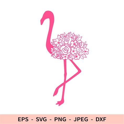 Floral Flamingo Svg Flowers Bird Dxf File For Cricut Silhoue Inspire