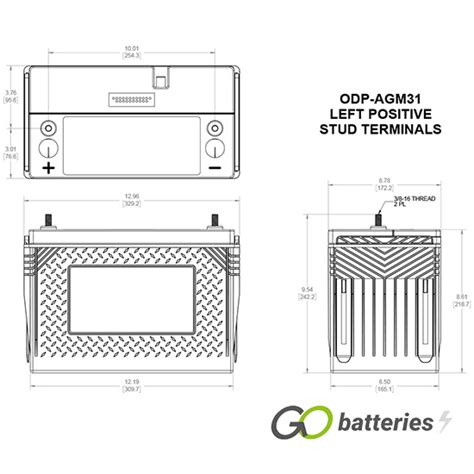 Odp Agm31 Odyssey Performance Battery 12v 100ah 31 925s Gobatteries