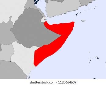 Somalia Red On Blue Political Map Stock Illustration 1170129523