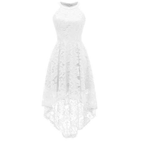 Rockabilly Robe De Cocktail Femme Asym Trique En Dentelle Blanc