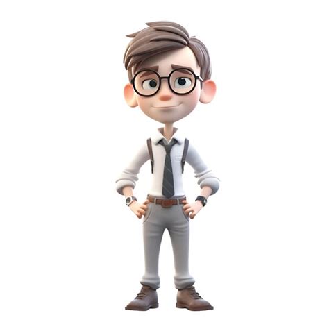 Premium Ai Image 3d Illustration Of A Cute Little Boy With Glasses And A Suspenders