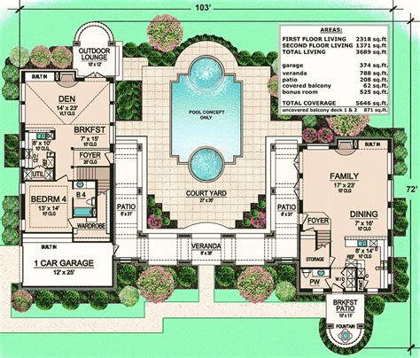 Plan 36313tx Unique Courtyard Living In 2020 Unique House Plans Luxury Floor Plans House