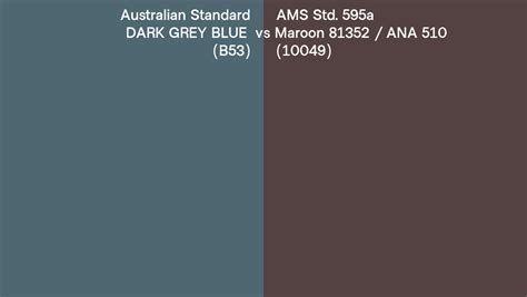 Australian Standard DARK GREY BLUE B53 Vs AMS Std 595a Maroon 81352