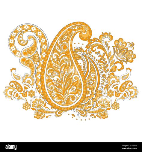 Isolated Paisley Ornament Indian Vector Illustration Stock Vector