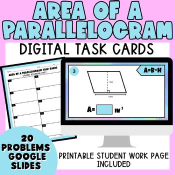 Area Of A Parallelogram Digital Task Cards 6th Grade Geometry