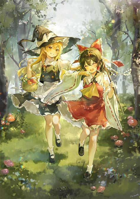 Hakurei Reimu And Kirisame Marisa Touhou Drawn By Ame929 Danbooru