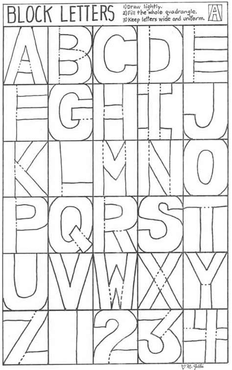 Block Letters Art Lessons Plan Student Alphabet Templates Abc Art