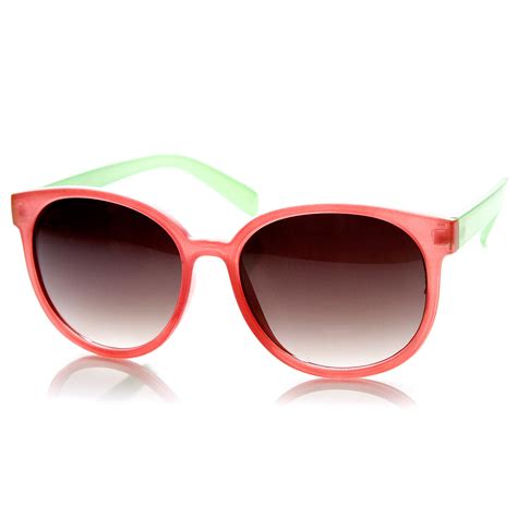 Colorful Two Tone Retro P3 Frame Round Horn Rimmed Sunglasses Sunglassla