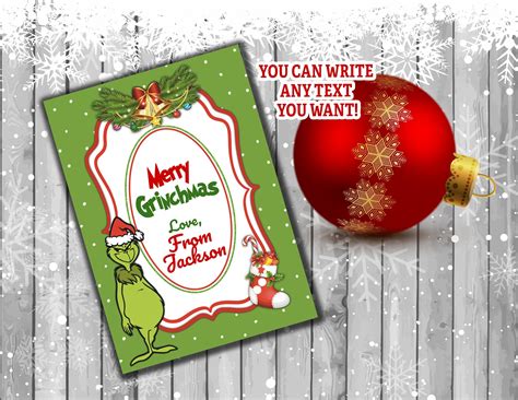 Editable Christmas Grinch T Tags Xmas Grinch Tag Labels Green Man Party Labels Christmas