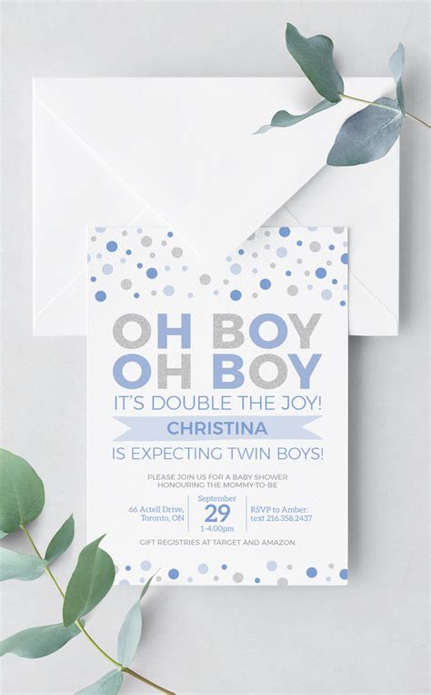 Twin Boys Baby Shower Invitation – ARRA Creative