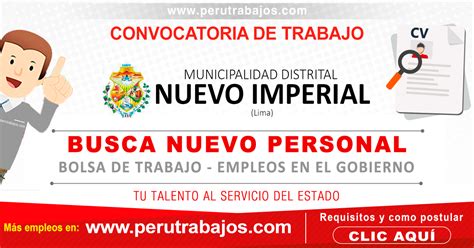 CONVOCATORIA MUNICIPALIDAD NUEVO IMPERIAL 20 Puestos De Trabajo