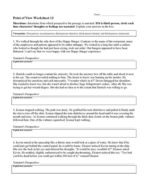 10 Best Point of View Worksheets [FREE] - EduWorksheets - Worksheets ...