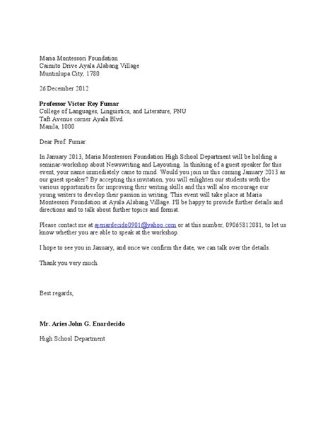 Speaker Invitation Letter 2