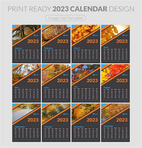 Premium Vector Monthly Horizontal Wall Calendar 2023 Design Template