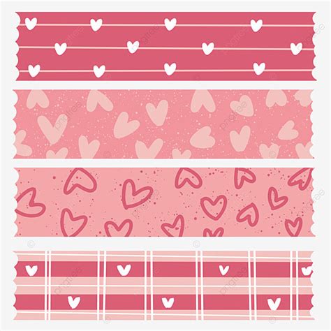 Washi Tapes White Transparent Hand Drawn Washi Tape Valentine Edition