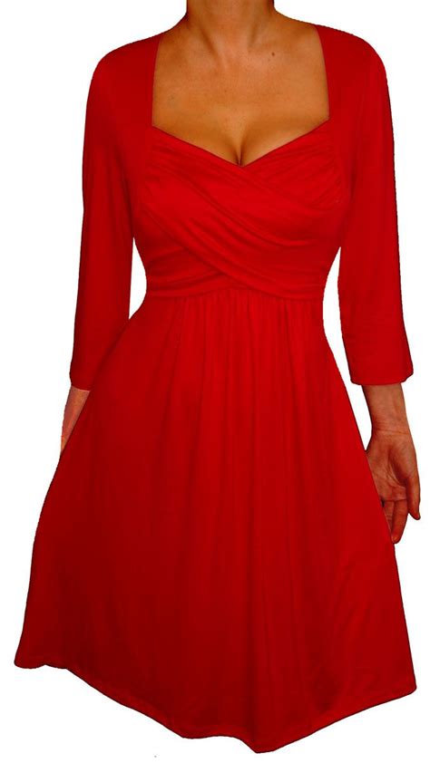 Funfash Women Plus Size Red Empire Waist Cocktail Dress Slimming Plus