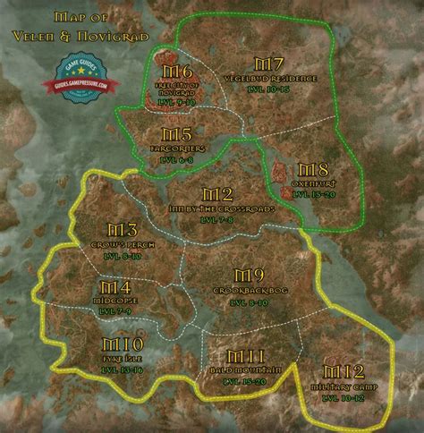 The Witcher Wild Hunt Map Of Velen The Witcher Map The Witcher