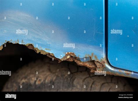 Rust On The Car Body Rotted Metal Damaged Transport Damaged Car