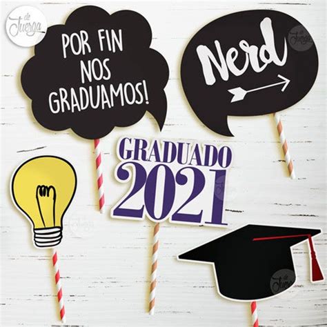 Photo Booth Props Graduacion Egresados Imprimible Etsy Espa A