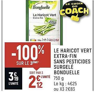 Promo Le Haricot Vert Extra fin Sans Pesticides Surgelé Bonduelle chez