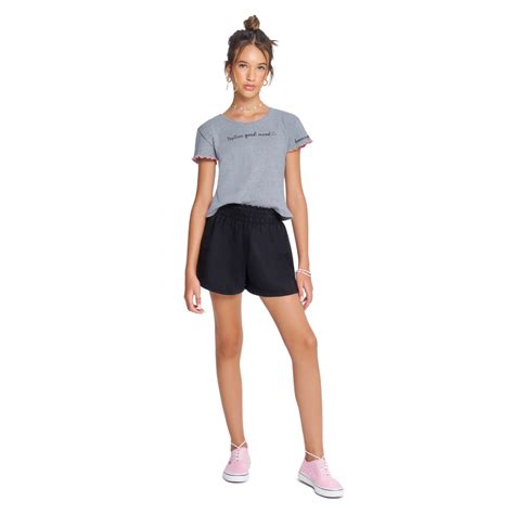 Conjunto Juvenil Amora Boxy Ribana Canelada Shorts Moletinho Leve