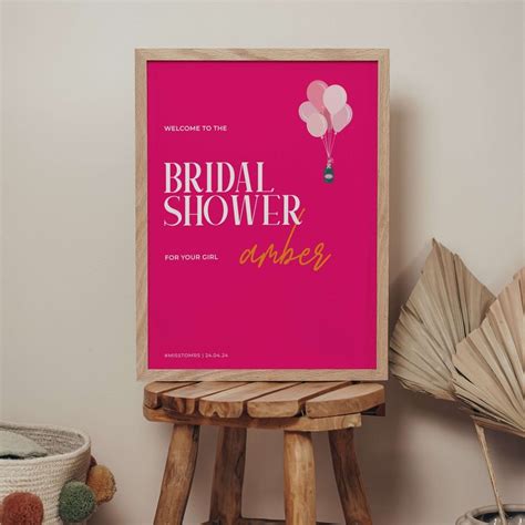 Editable Bridal Shower Welcome Sign Pink Welcome Signage Template For Hen Party And Bridal Shower