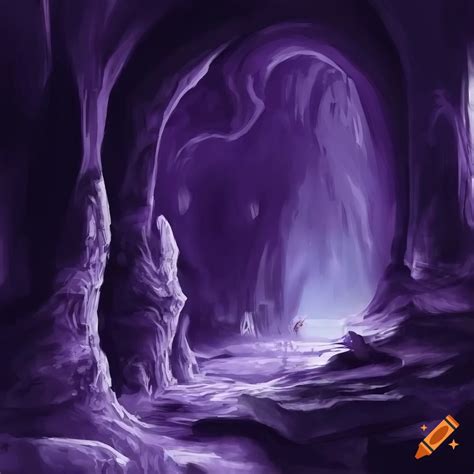 Dark Purple Cavern In An Underground Sci Fi Realism Sketch On Craiyon