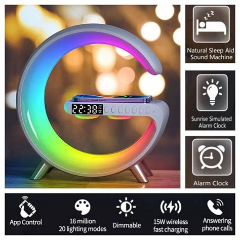 Sound Machine Alarm Clock Sunrise Table Lamp For Bedroom Wake Up Moon Smart Light With Wireless