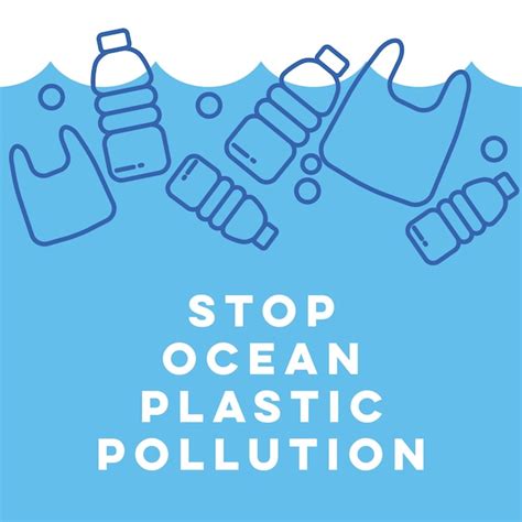 海洋概念におけるプラスチック廃棄物海洋汚染 プレミアムベクター