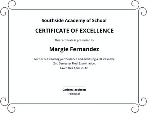 Free Printable Excellence Certificate To Customize Online