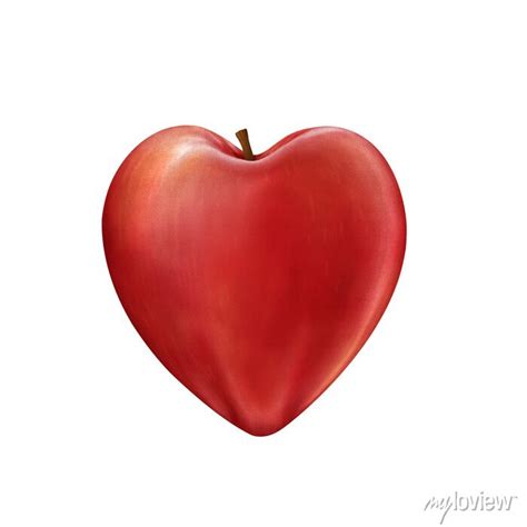 Heart Shaped Apple Realistic Illustration Isolated On White Background