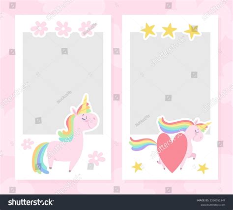 Cute Unicorn Card Pretty Pony Heart Stock Vector Royalty Free