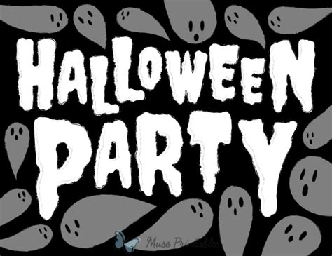 Printable Black and White Halloween Party Sign