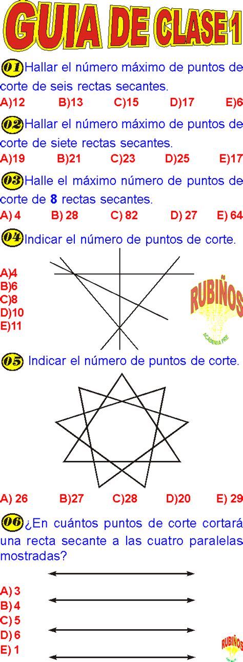 INTERSECCIÓN DE FIGURAS Y NÚMERO DE PUNTOS DE CORTE PROBLEMAS RESUELTOS PDF