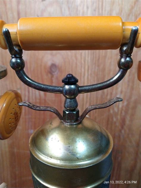 Antique Brass Floor Standing Telephone Push Button Retro Decor