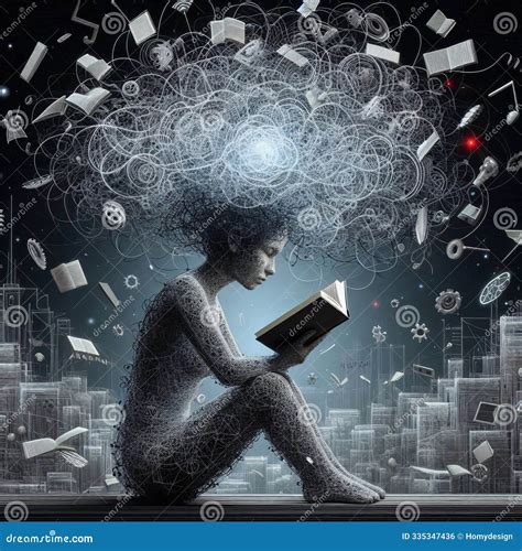 A Figure Reads A Book Unleashing A Complex Mind Map Of Innovation