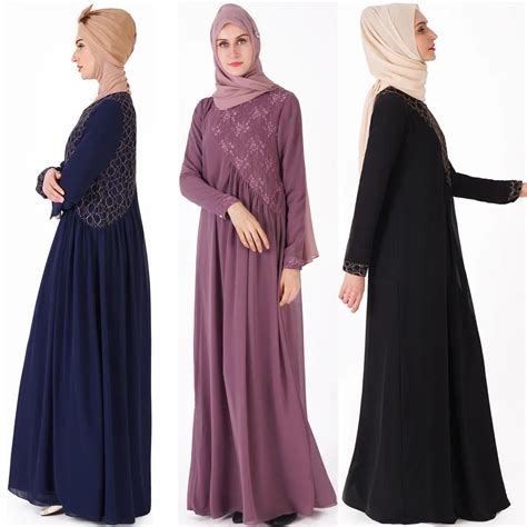 Muslim Women Long Sleeve Hijab Dress Maxi Abaya Jalabiya Islamic Women