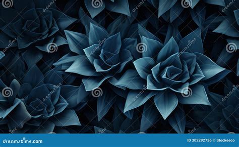 Realistic Dark Blue Flower Wallpaper With Organic Geometries And