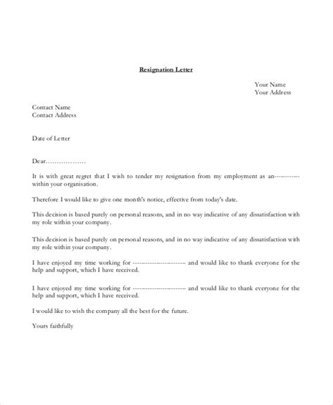 Letter Of Resignation Personal Reasons Collection Letter Template