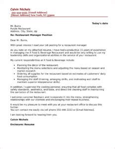 Printable Restaurant Management Cover Letter Template