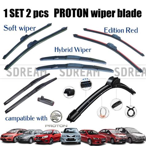 Set Pcs Proton Car Wiper Soft Rubber Wipers Blade Saga Fl Flx Vvt