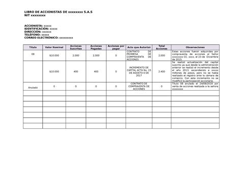 Total Imagen Modelo Libro De Accionistas Abzlocal Mx